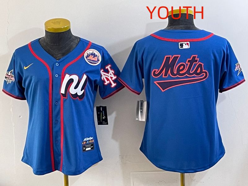 Youth 2025 New York Mets Blank Blue All star Nike MLB Jersey style 01->youth mlb jersey->Youth Jersey